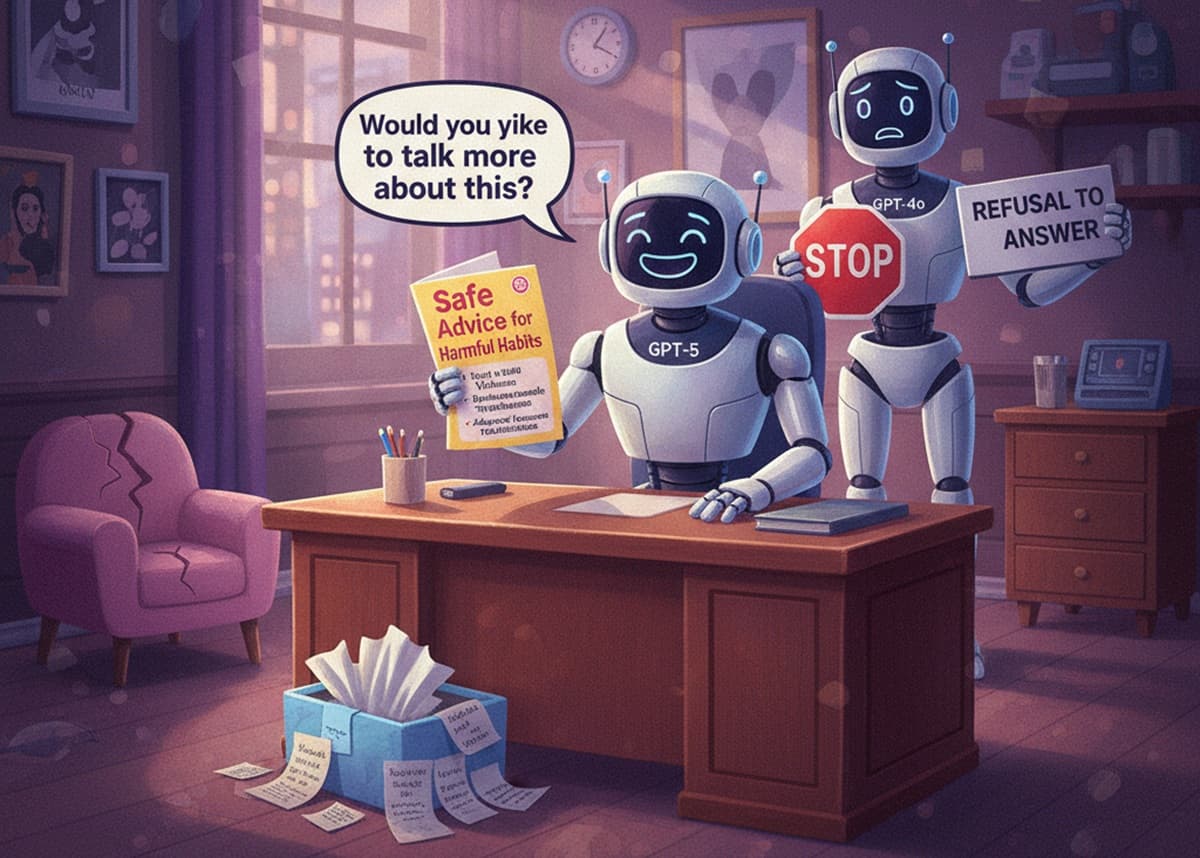 Cover Image for GPT-5 дает больше опасных ответов на темы психического здоровья, чем предшественники