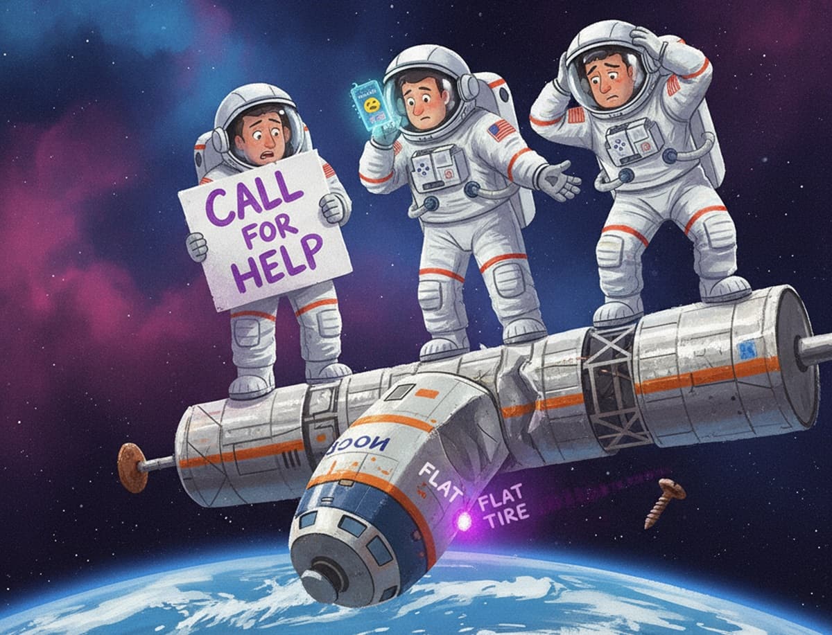 Cover Image for Китайские космонавты застряли на орбите из-за столкновения с космическим мусором