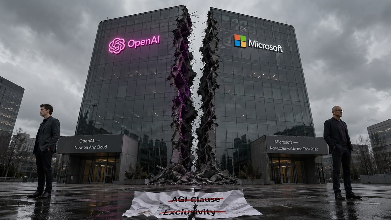 Cover Image for OpenAI больше не привязана к инфраструктуре Microsoft, а из их соглашения пропал пункт об AGI