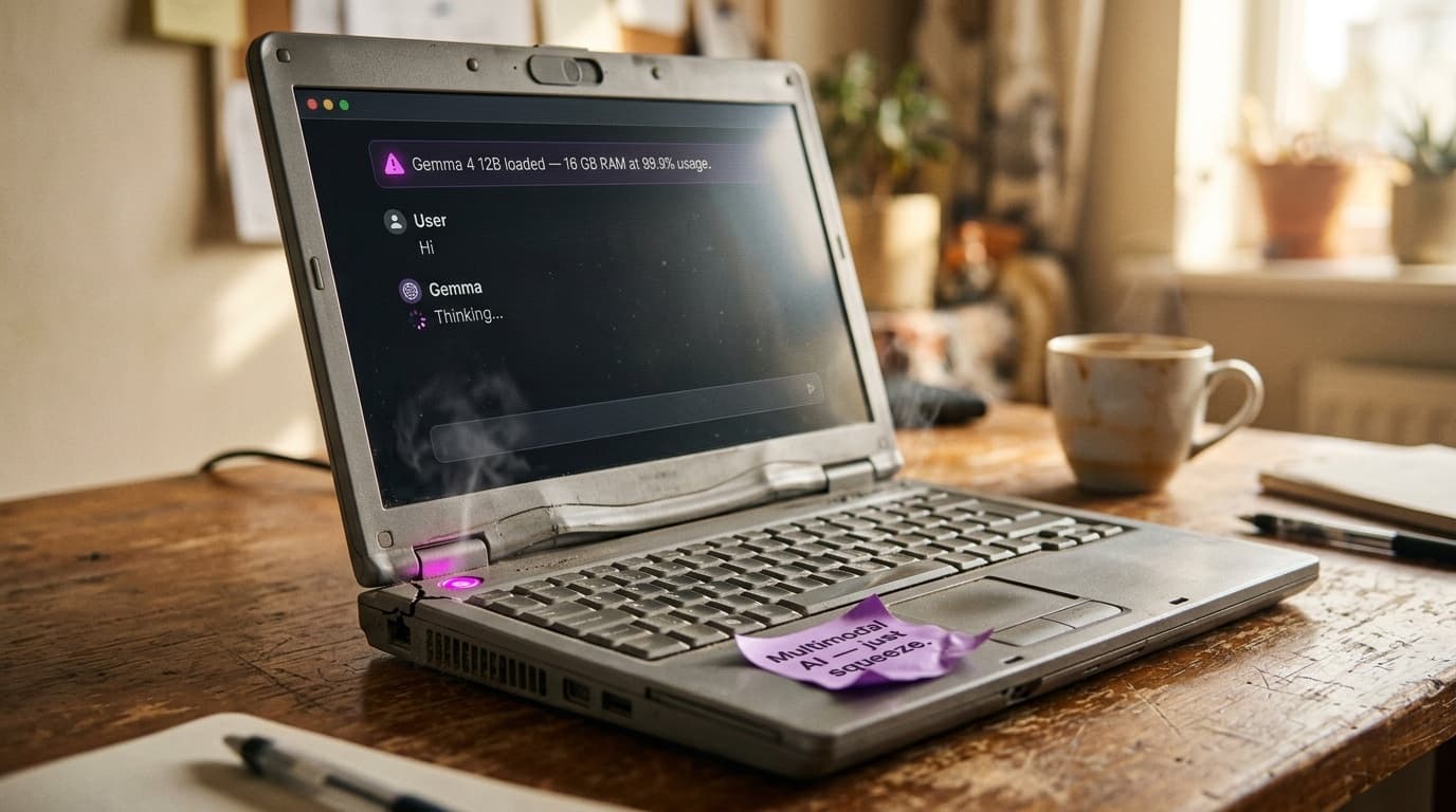 Cover Image for Новую ИИ-модель Google Gemma 4 12B удалось запустить локально на обычном ноутбуке