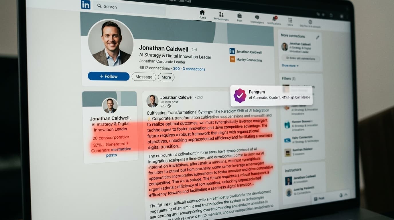 Cover Image for Больше всего сгененированных лонгридов постят на LinkedIn — там доля ИИ-слопа выше 40%